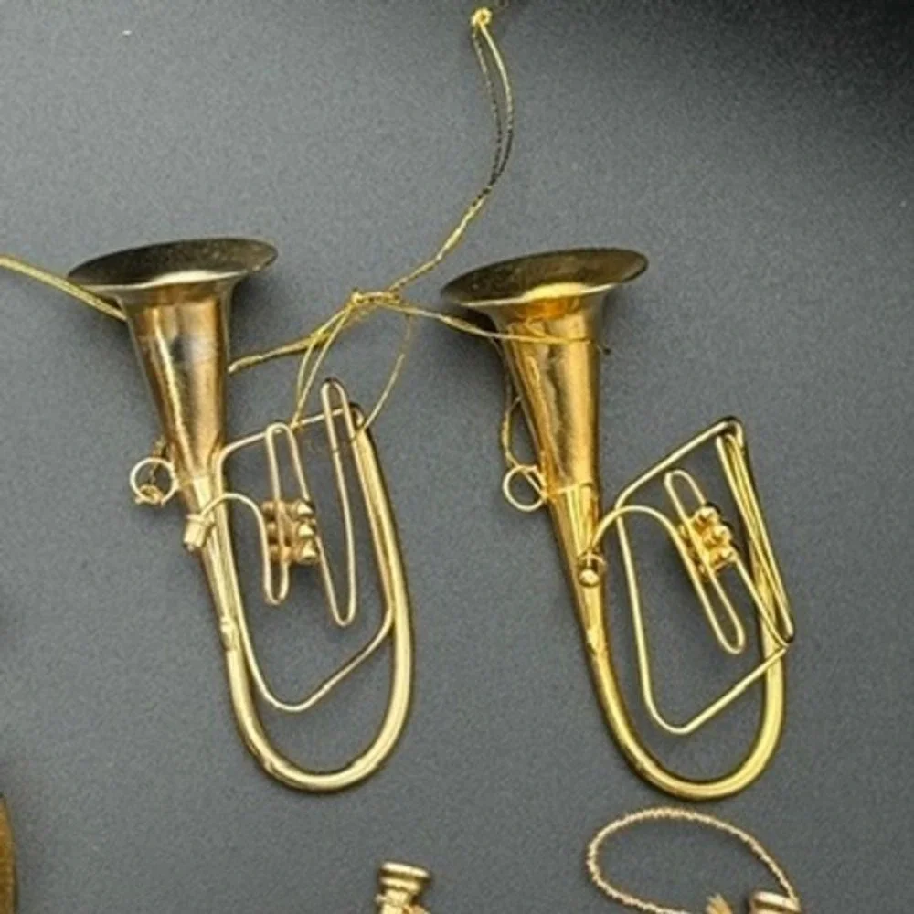 12pc Vintage Gold Brass Miniature Musical Instrument‎ Christmas Ornaments Lot